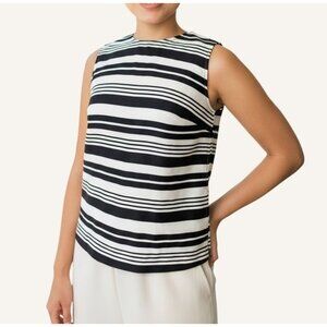 NWT Valentino Top Blouse 8 US IT 44 Navy Blue White Stripe NEW Classic Designer